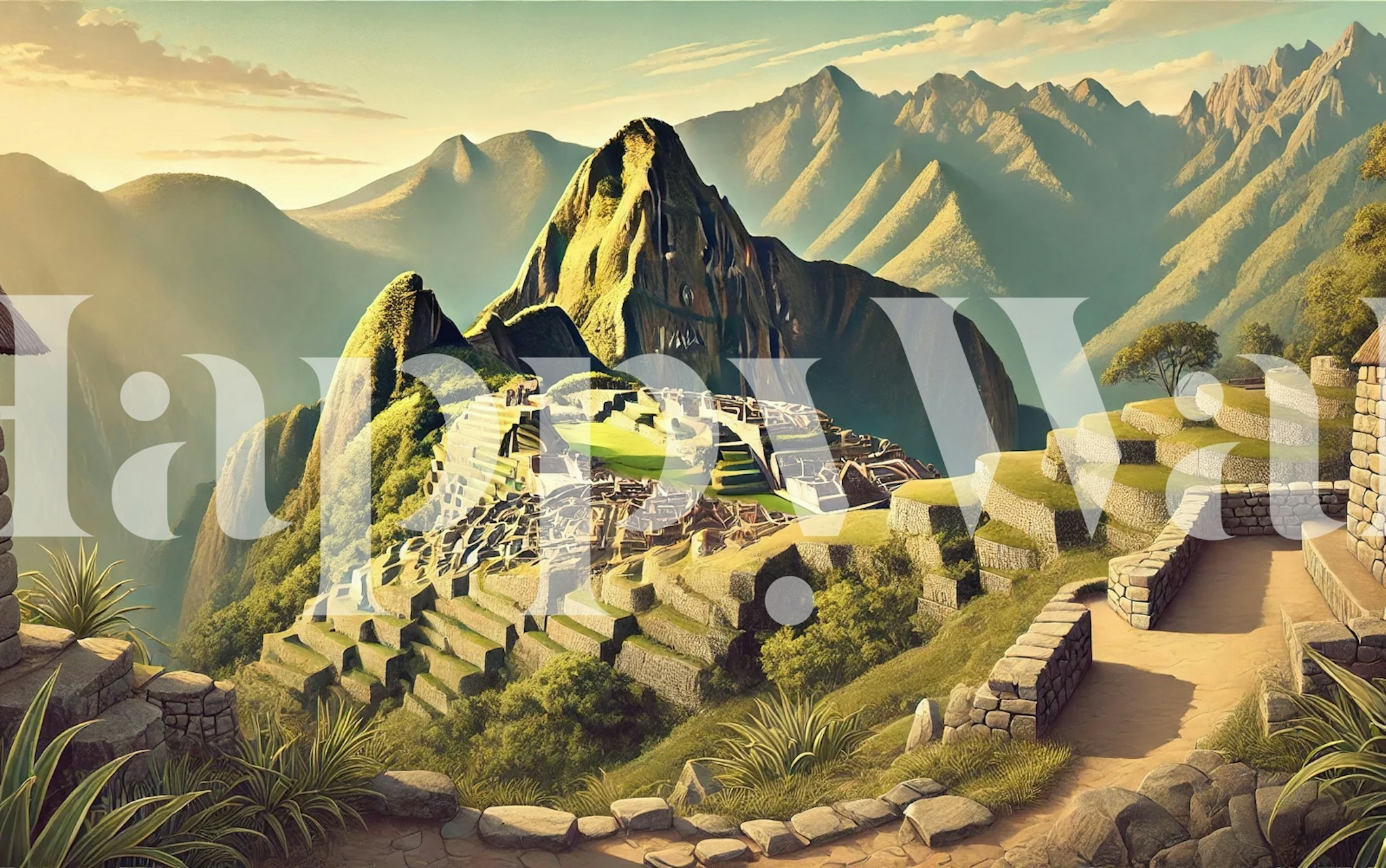 Machu Picchu landscape wallpaper featuring mountains and ruins