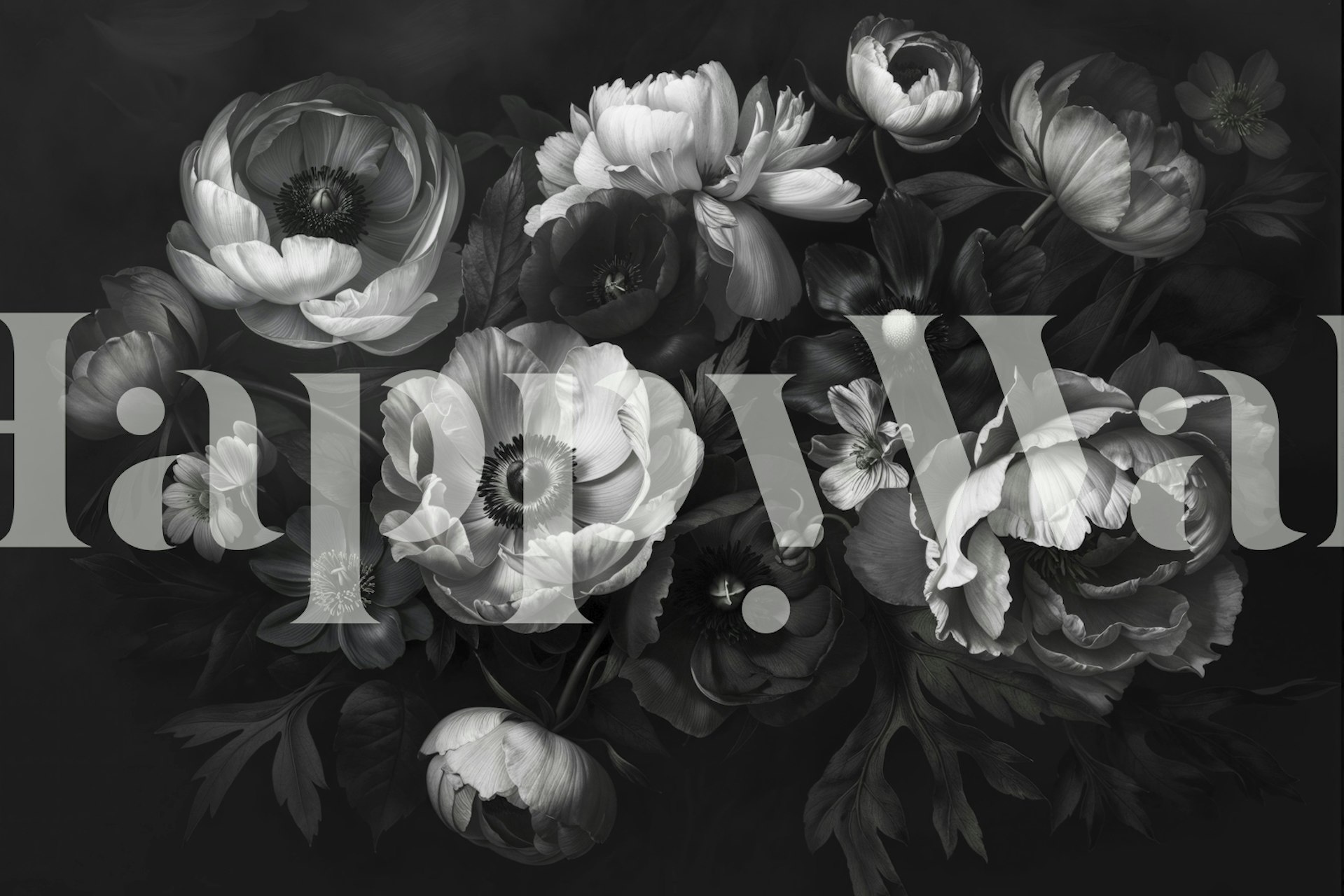 Dark Baroque Blossom Symphony behang in de kamer