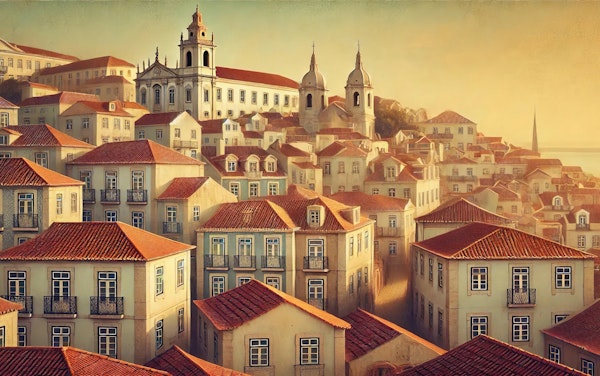 Vintage Lisbon, Alfama Rooftops Poster