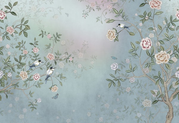 Elegant Blue Floral Scene