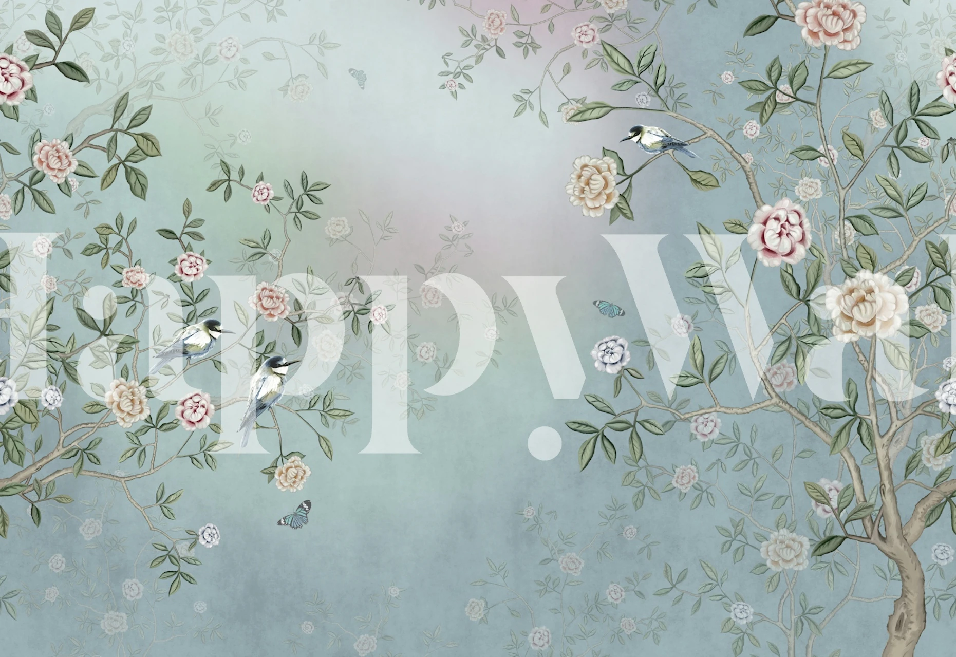 Elegant blue floral wallpaper design
