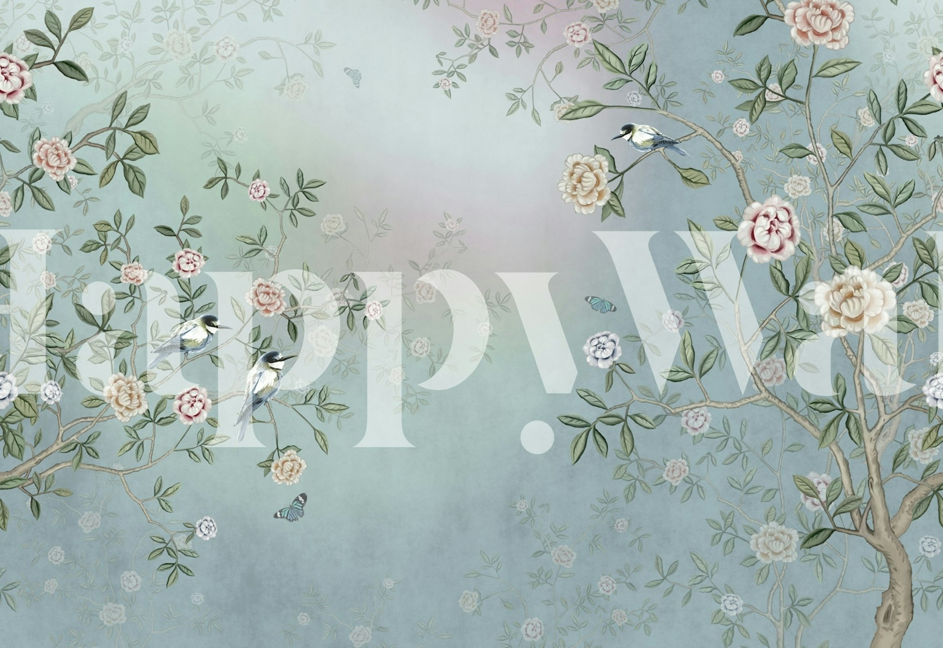 Elegant blue floral wallpaper design