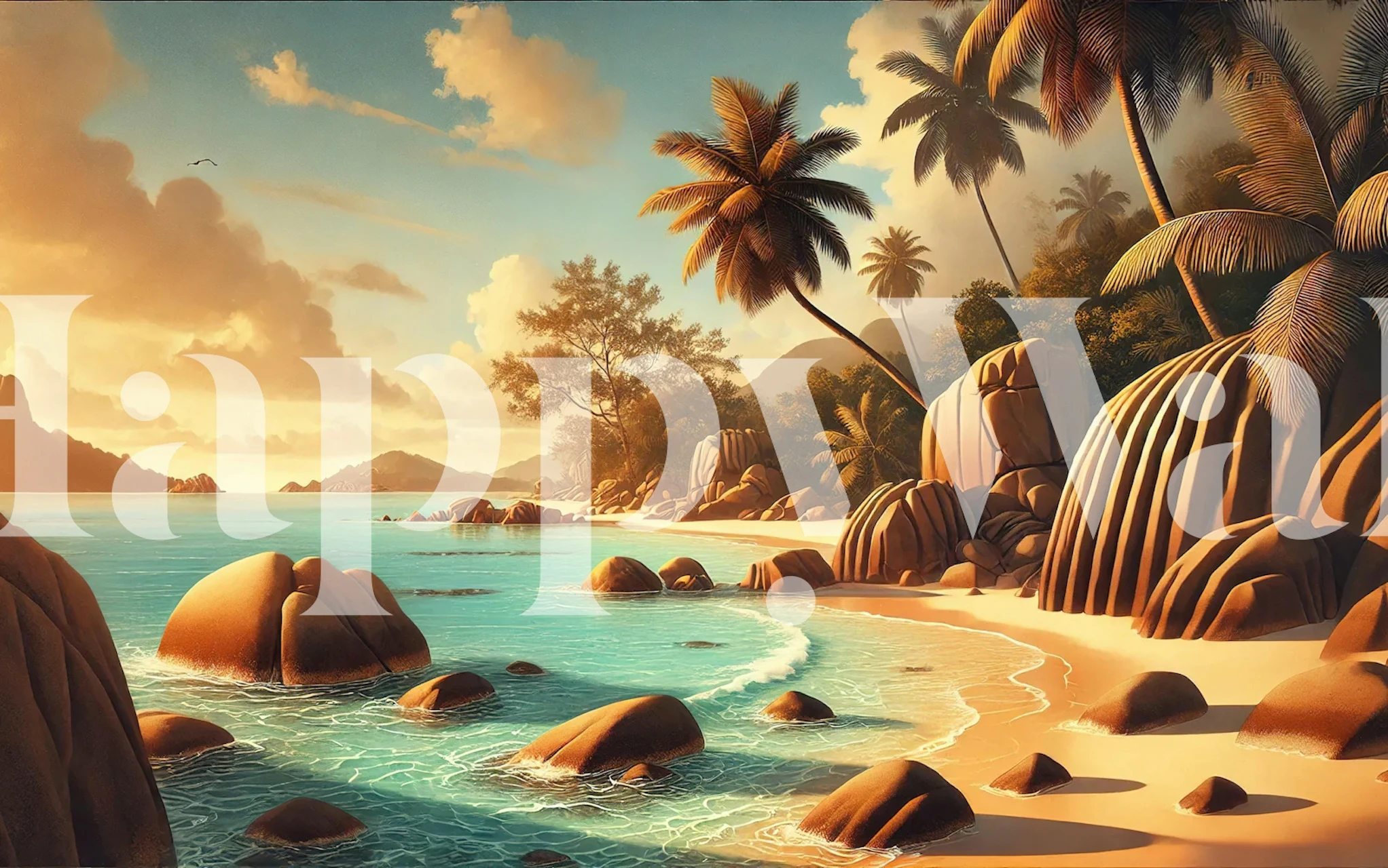 Vintage Seychelles havlandskap tapet