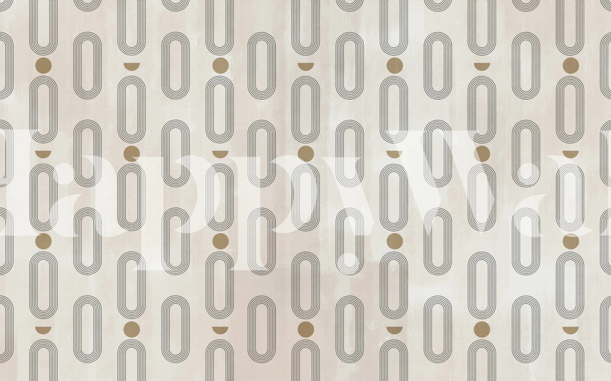 Geometric pattern featuring gray lines and beige circles wallpaper