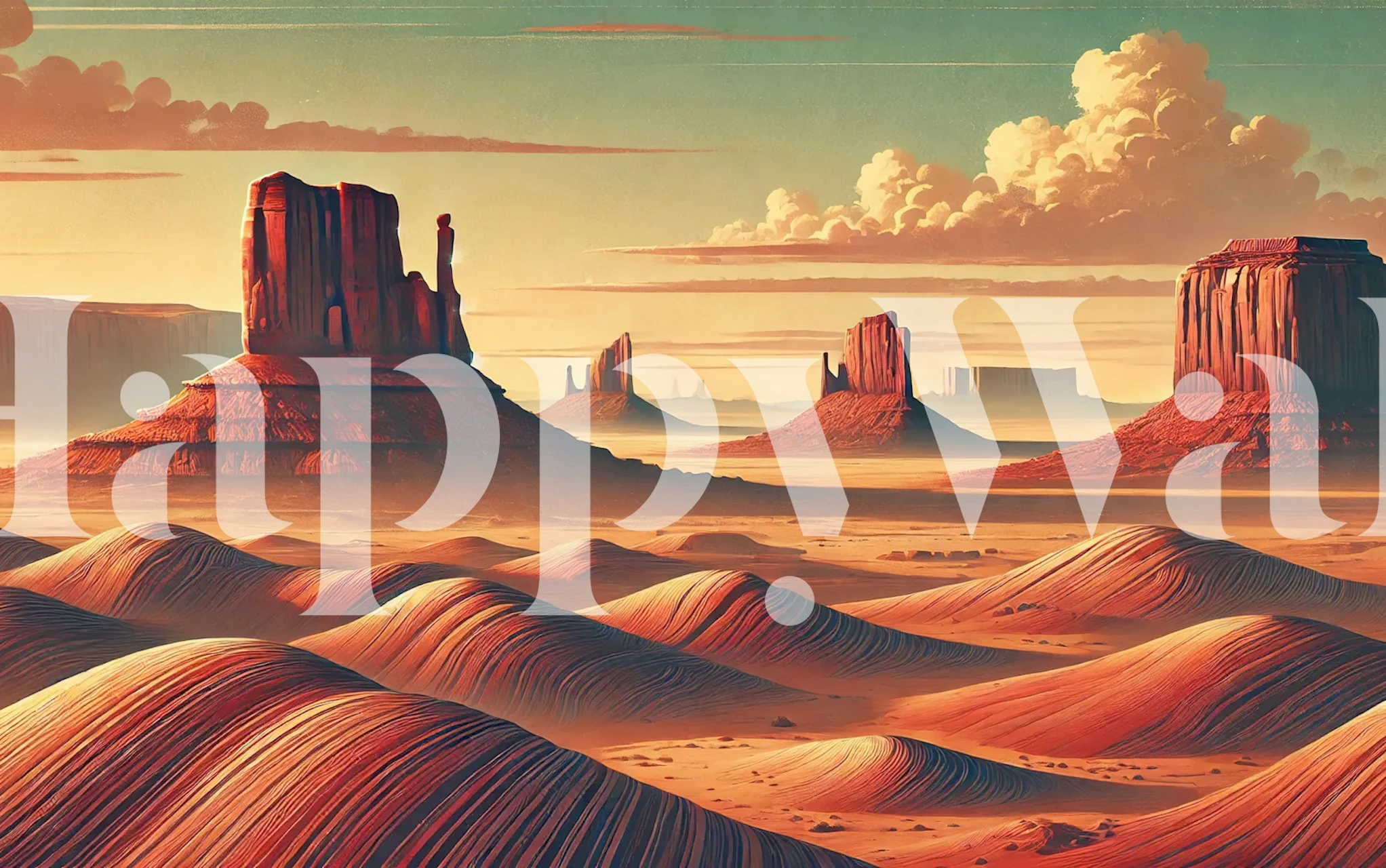 Vintage USA Monument Valley tapet i et rom