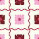 Floral Wavy Checker Cherry Red
