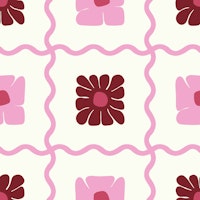 Floral Wavy Checker Pinky ταπετσαρία