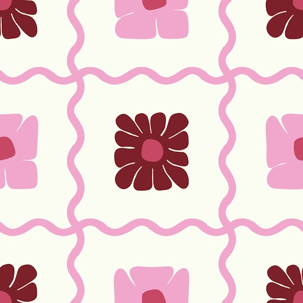 Floral Wavy Checker Pinky