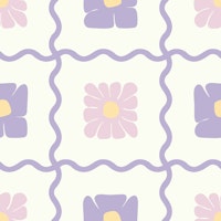 Floral Wavy Checker Lilac ταπετσαρία