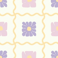 Floral Wavy Checker Pastels ταπετσαρία
