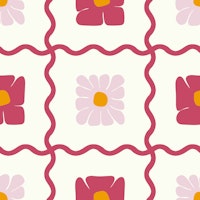 Floral Wavy Checker Vibrant ταπετσαρία