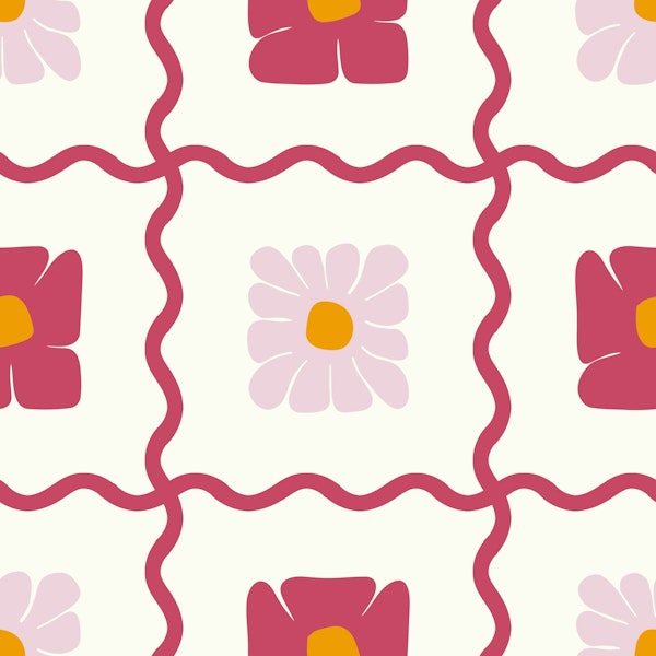 Floral Wavy Checker Vibrant