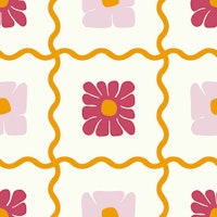 Floral Wavy Checker Vivid ταπετσαρία