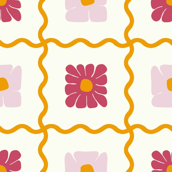 Floral Wavy Checker Vivid
