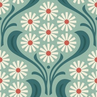 Vintage Daisy Delight in Turquoise - S wallpaper