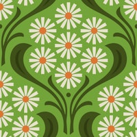 Vintage Daisy Delight in Green - L wallpaper