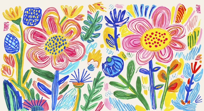 Bright Floral Botanical Wallpaper for Kids