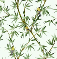 Lush Bamboo Botanical - White & Green tapet