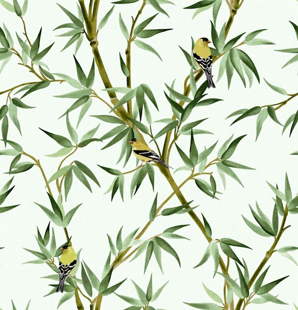 Lush Bamboo Botanical - White & Green