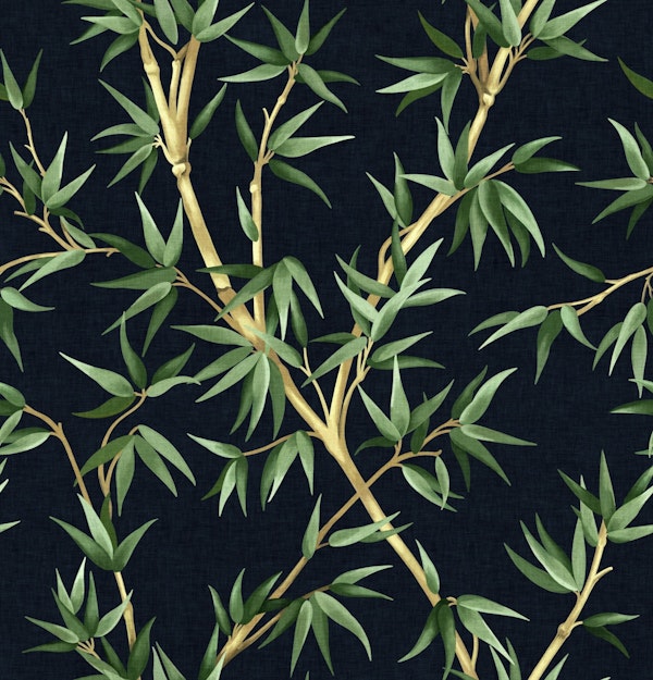 Elegant Bamboo Botanical - Black & Green