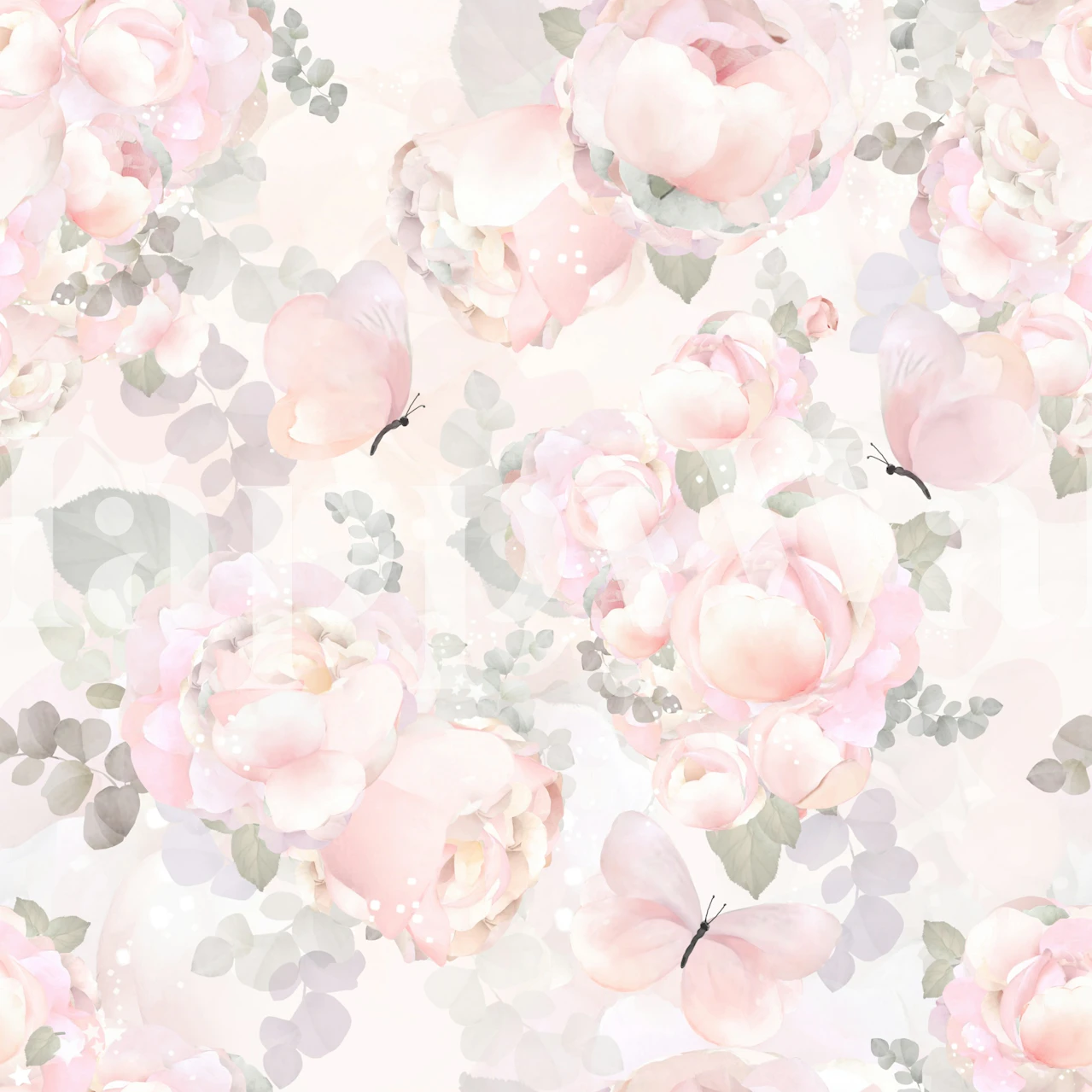 Pink floral designs with leaves and soft colors wallpaper