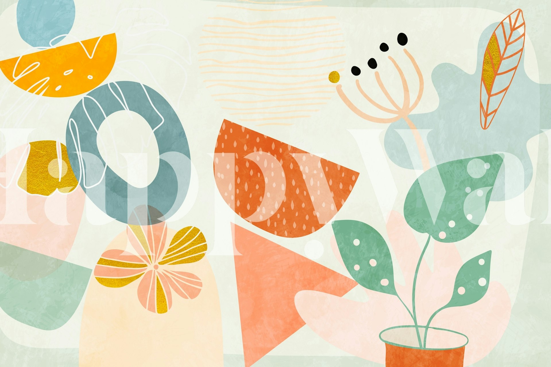 Papier peint geometric garden dans une pièce