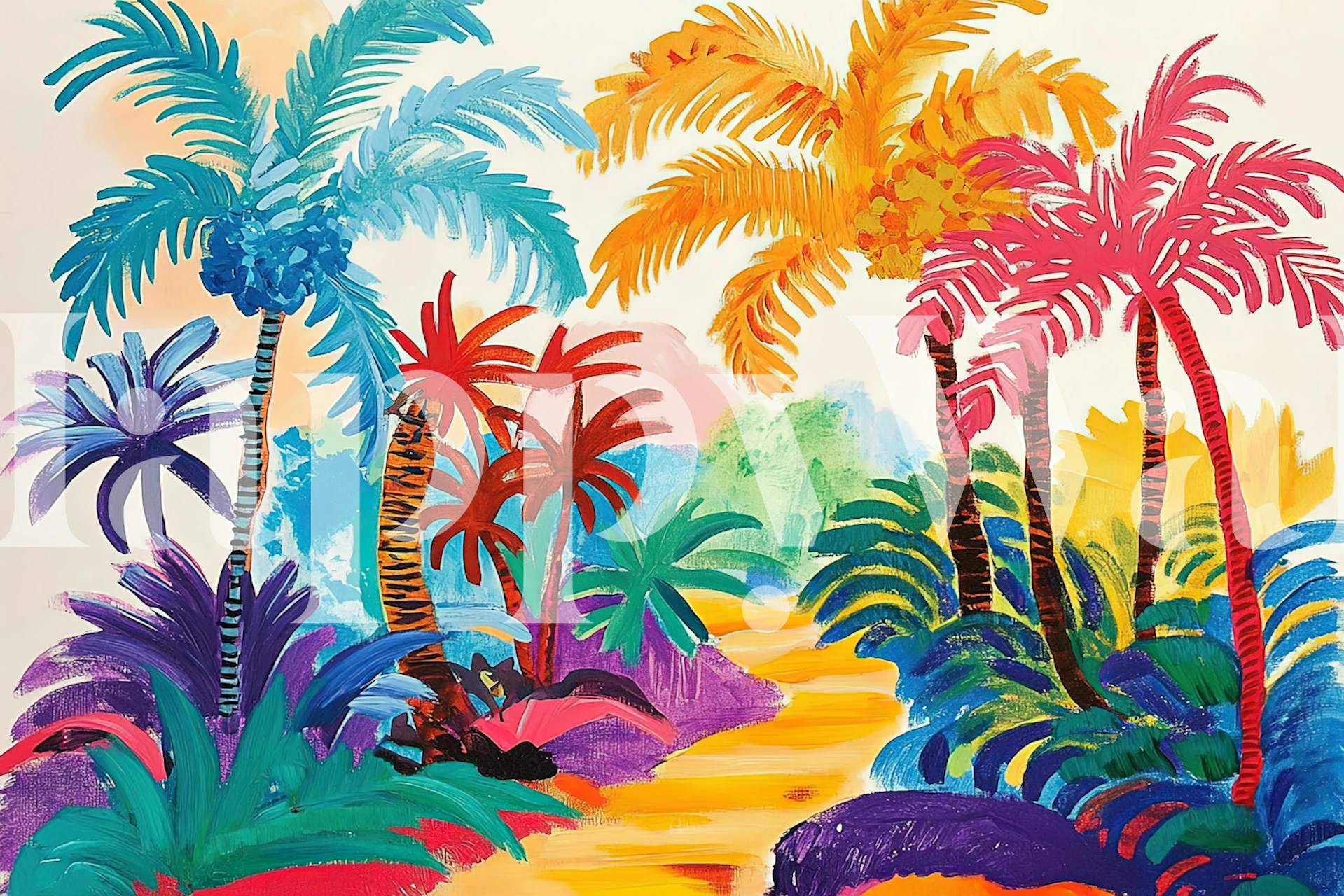 Vibrant Tropical Crayons wallpaper in a room