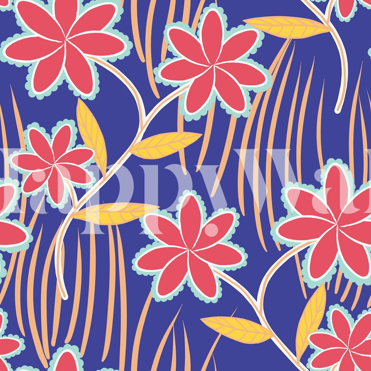 Poppylicious Blumen Tapete in einem Raum präsentiert