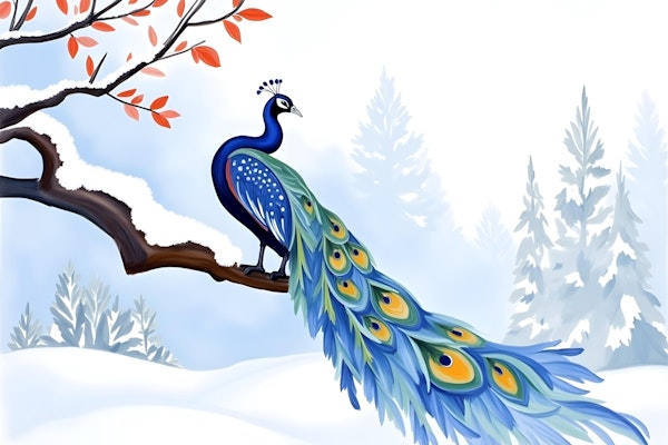 Winter Peacock Serenity