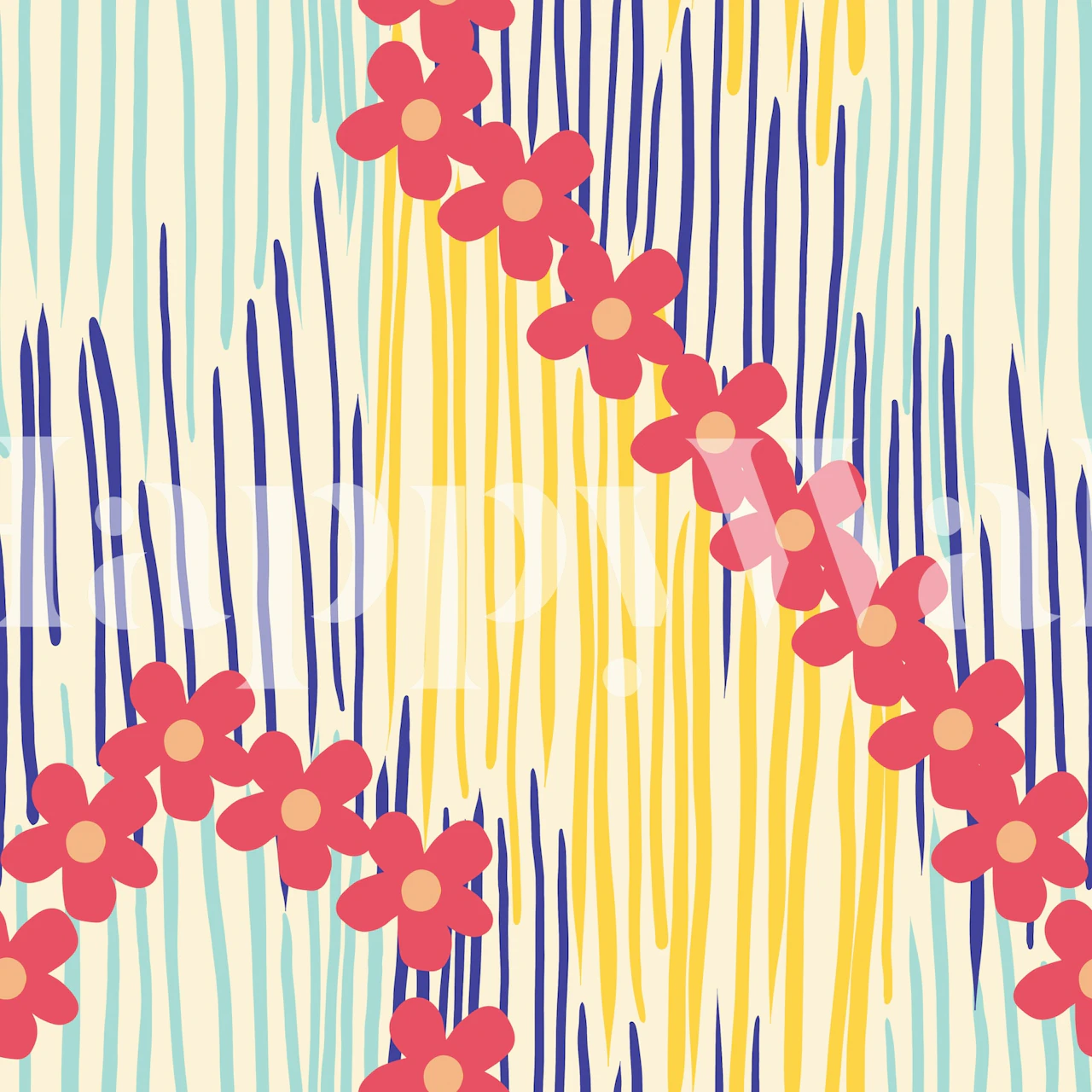 Floral Static Dopamine Fun wallpaper in a room