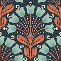 Vintage Floral Bloom in Red Turquoise - L behang