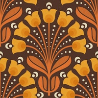Vintage Floral Bloom in Orange - L behang