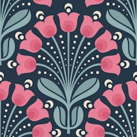 Vintage Floral Bloom in Blue Pink - S behang