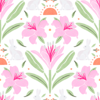 Blossoms and Bunnies Delight behang