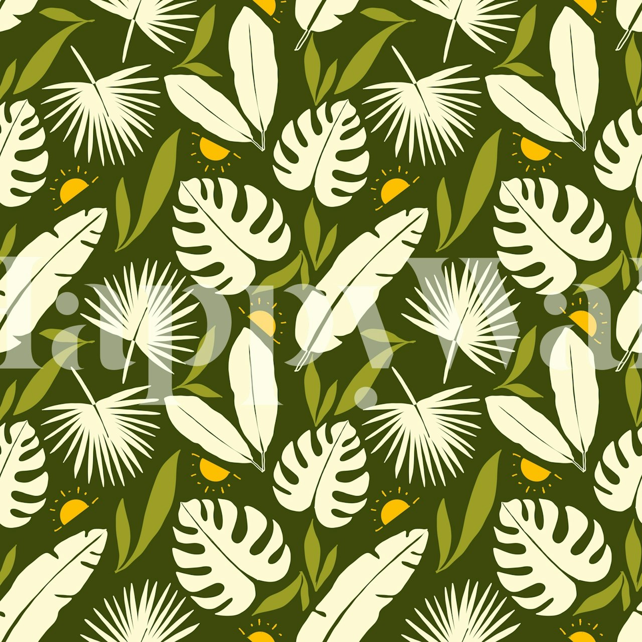 Sunny Tropical Leaf Paradise wallpaper in a room