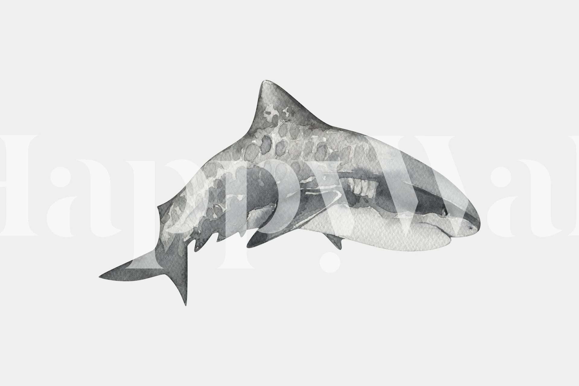 Gray Shark wallpaper displayed in a room