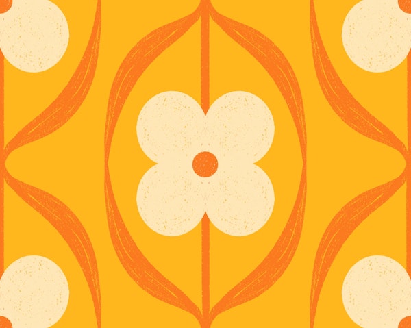 Bright Orange Flowers Retro Daisy Floral