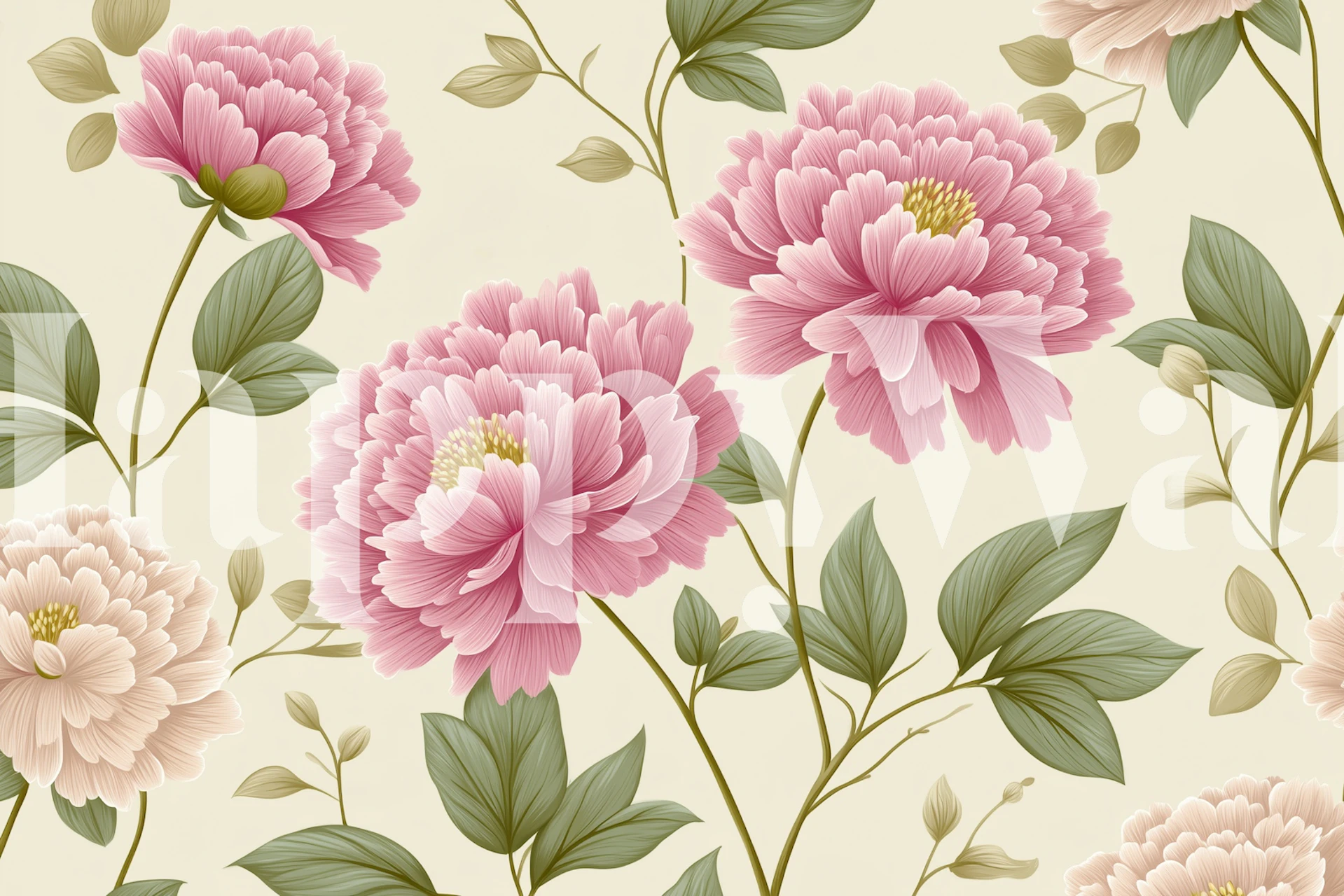 Blossoming Peony Delight wallpaper in a room