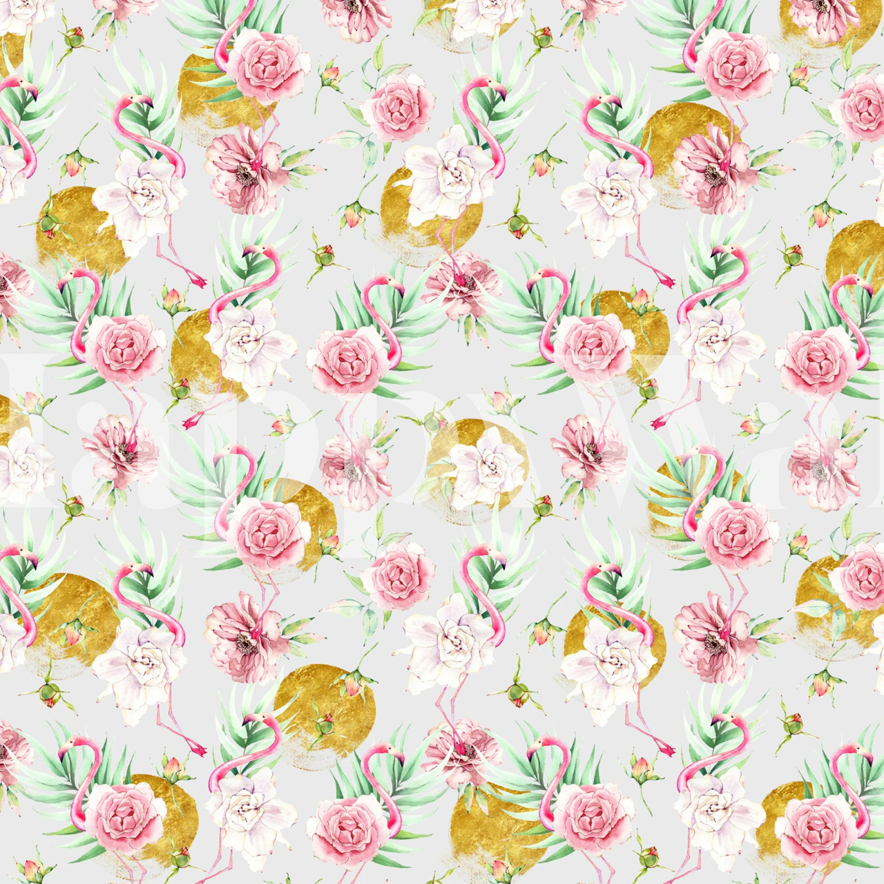 Tropical Flamingo Dream wallpaper in a room