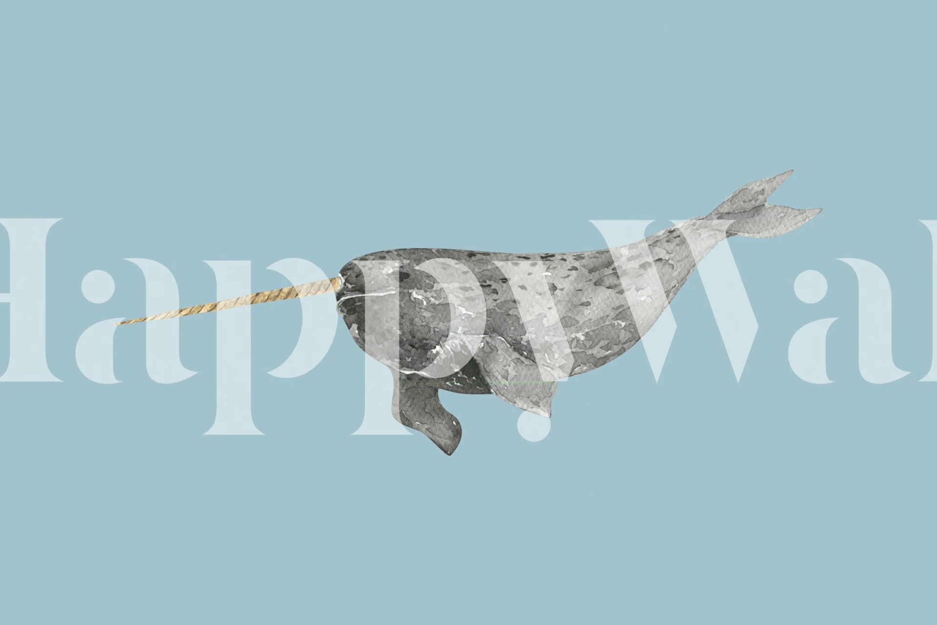 Narwhal illustration on a light blue background wallpaper
