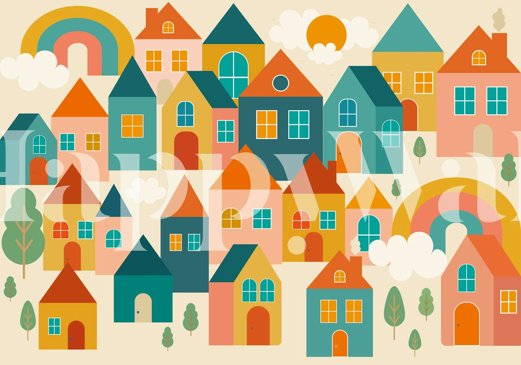 Tapeta Charming Village Vibes v místnosti