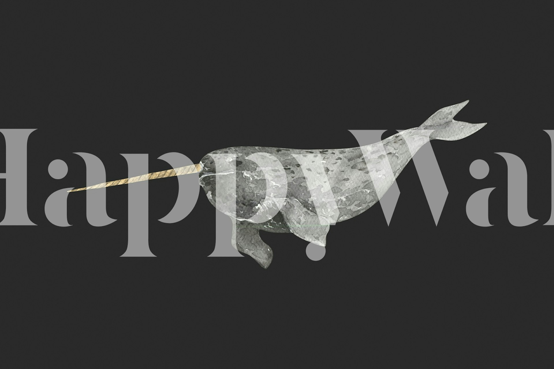 Narwhal nadando en aguas profundas papel tapiz