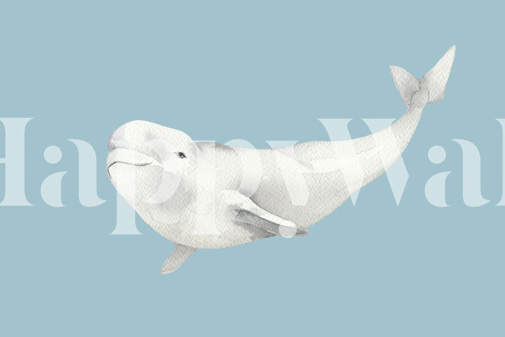 Design della carta da parati Beluga Swimming in una stanza