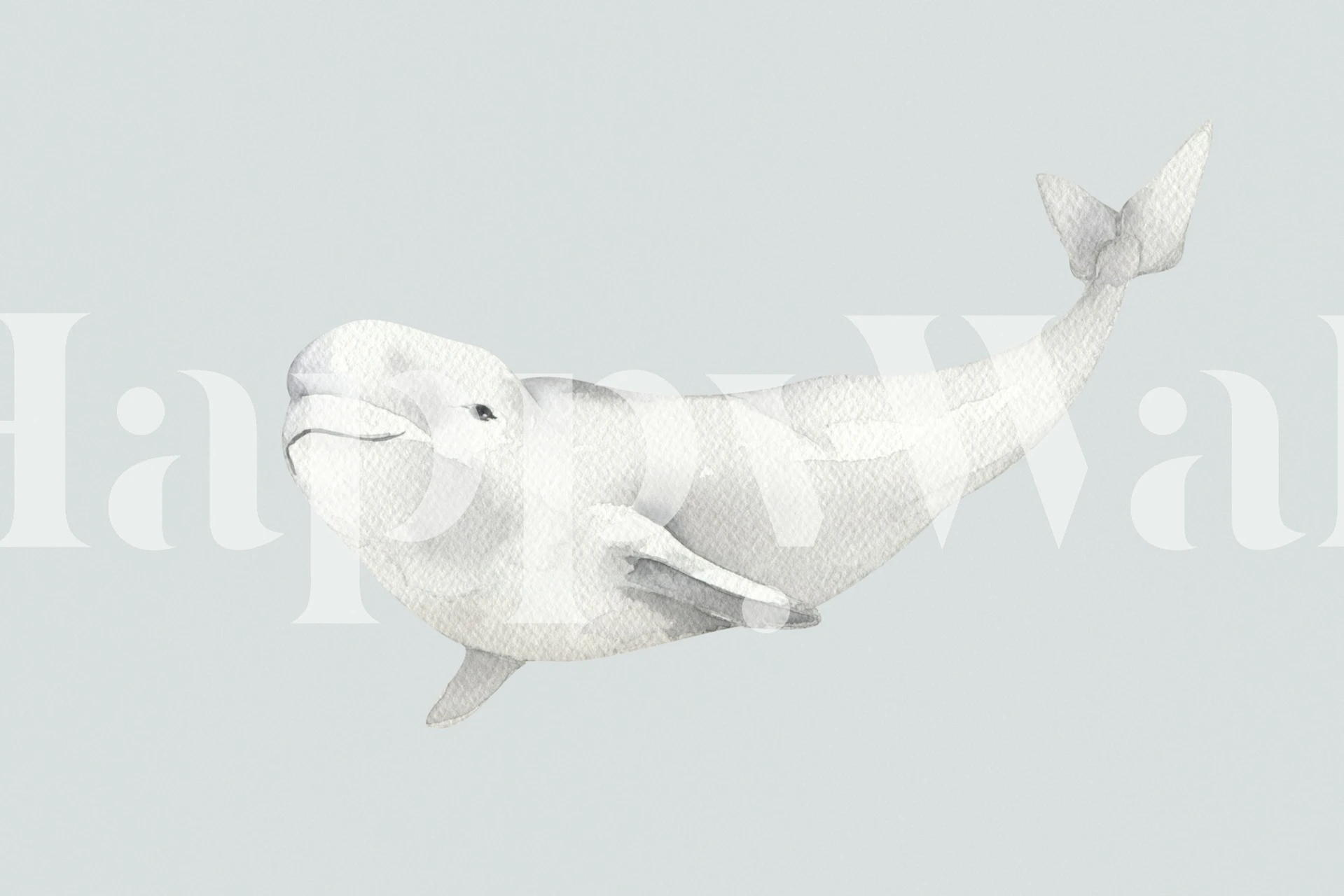 Beluga whale illustration on soft gray background wallpaper