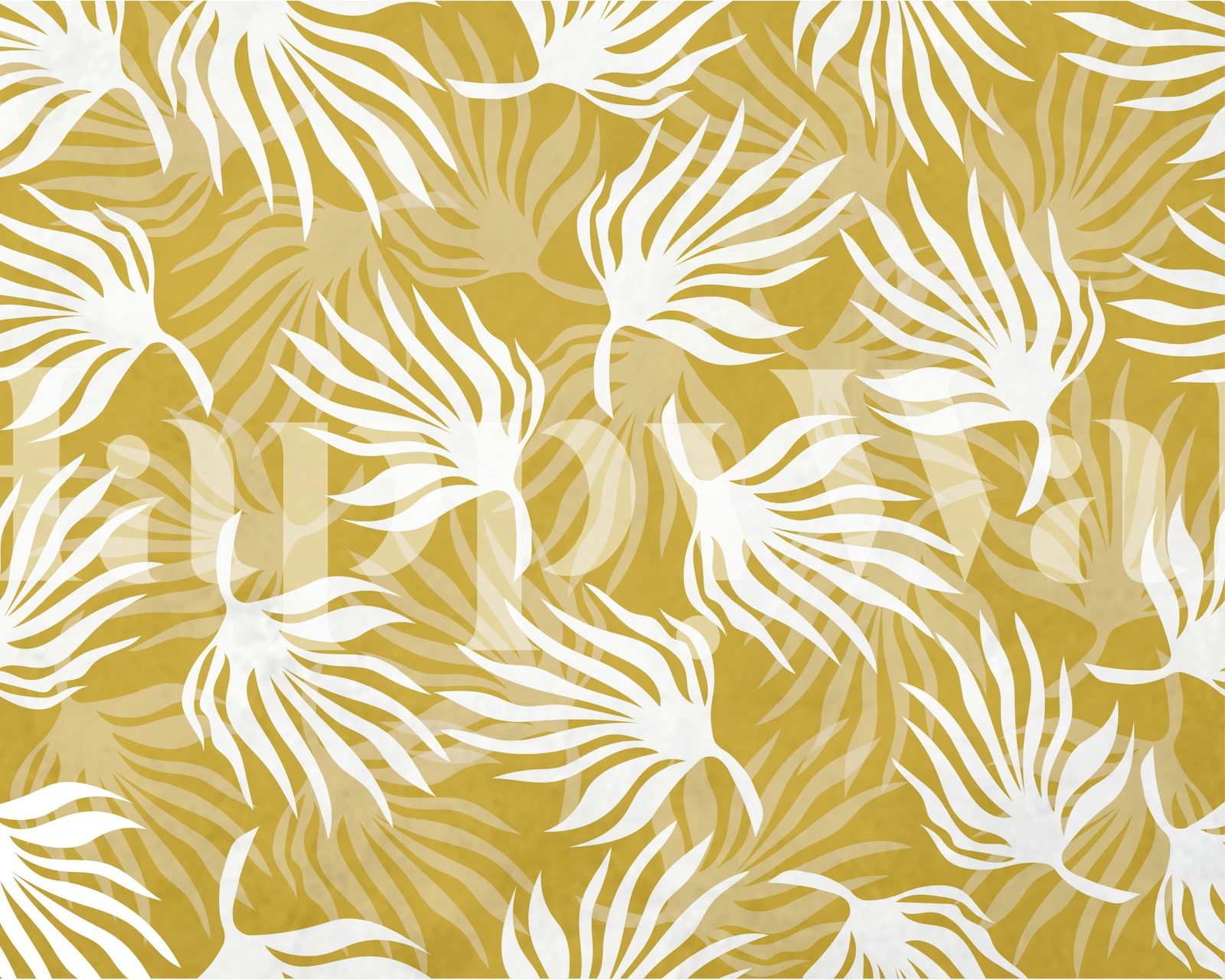 Návrh tapety Golden Palm Whisper v místnosti