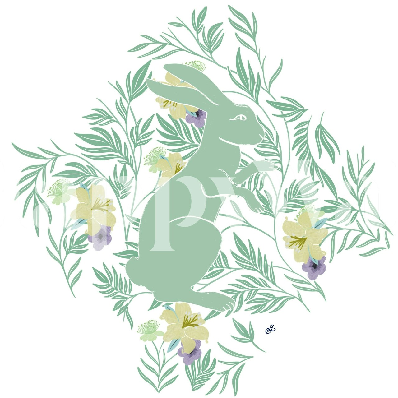 Meadow Hare Delight carta da parati in una stanza