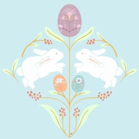 Playful Bunnies and Blooms papel de parede