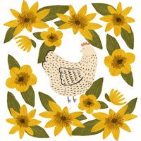 Chicken and Sunflowers tapete