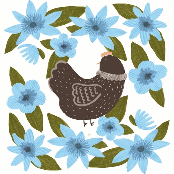 Blue Floral Chicken Delight