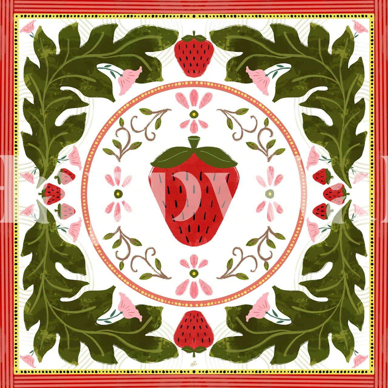 Strawberry Garden Delight wallpaper in a room